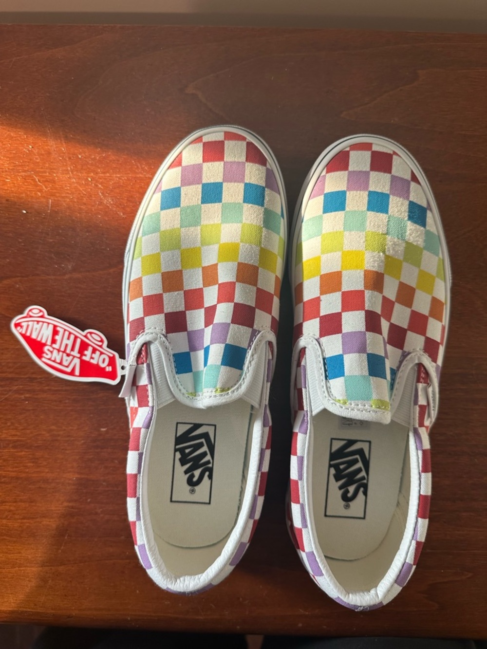 Vans Rainbow Checkerboard Slip-On Sneakers